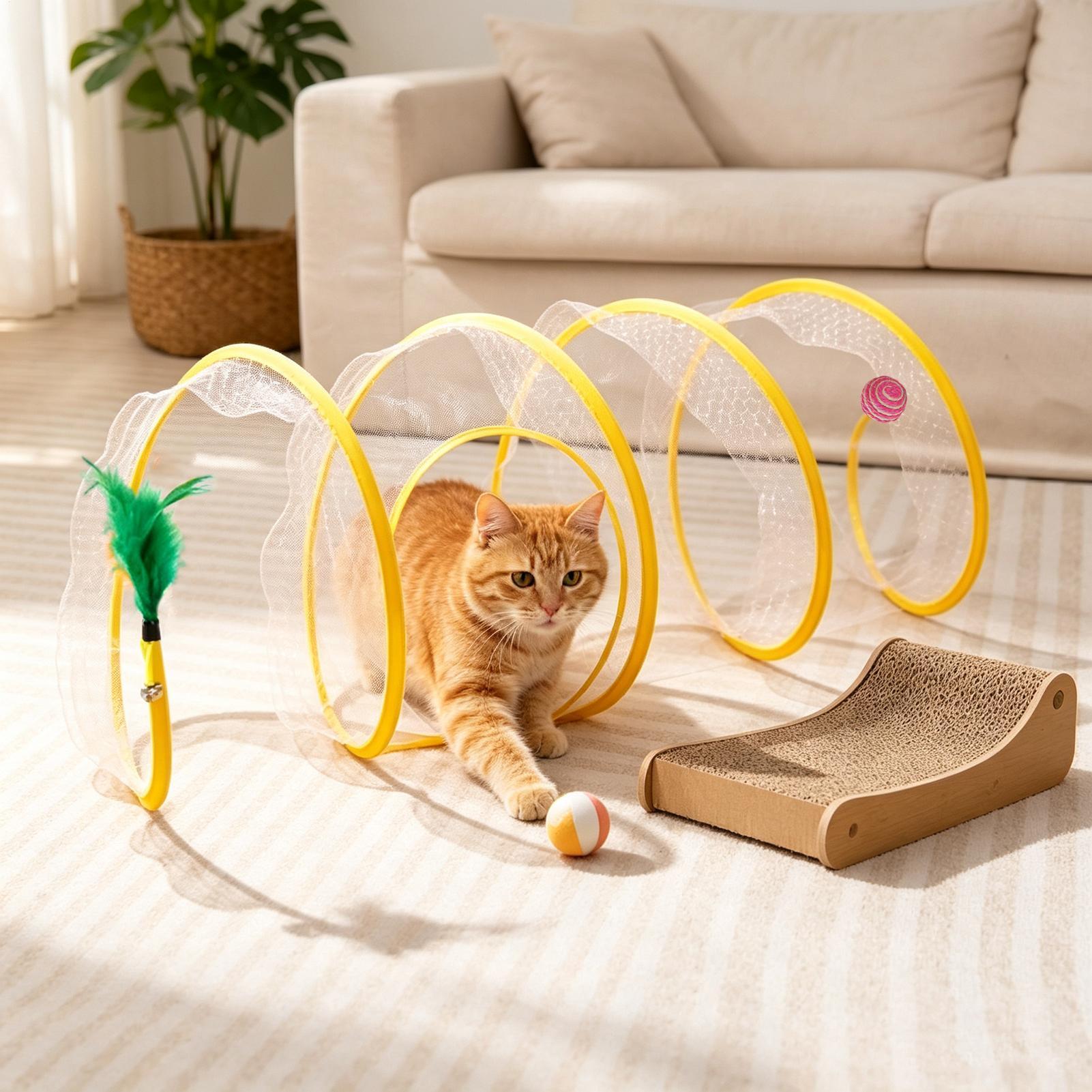 Interactive Cat Toy - Túnel Espiral para Gatos, Juguete Plegable