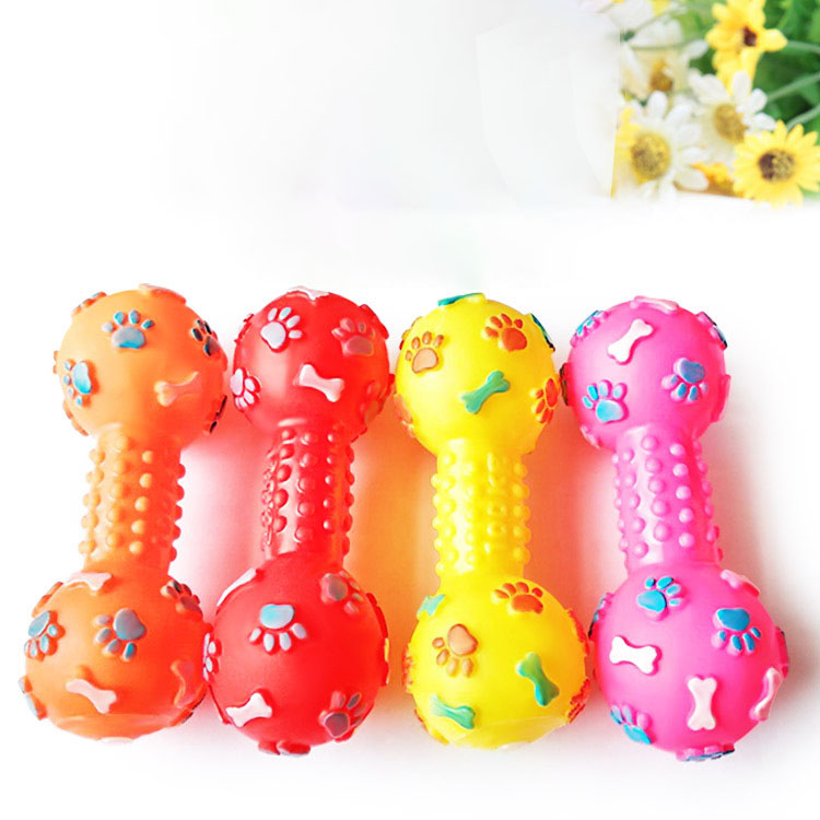 Pet Dental Chew Toy - Nuevo juguete chirriante para perros, mancuernas