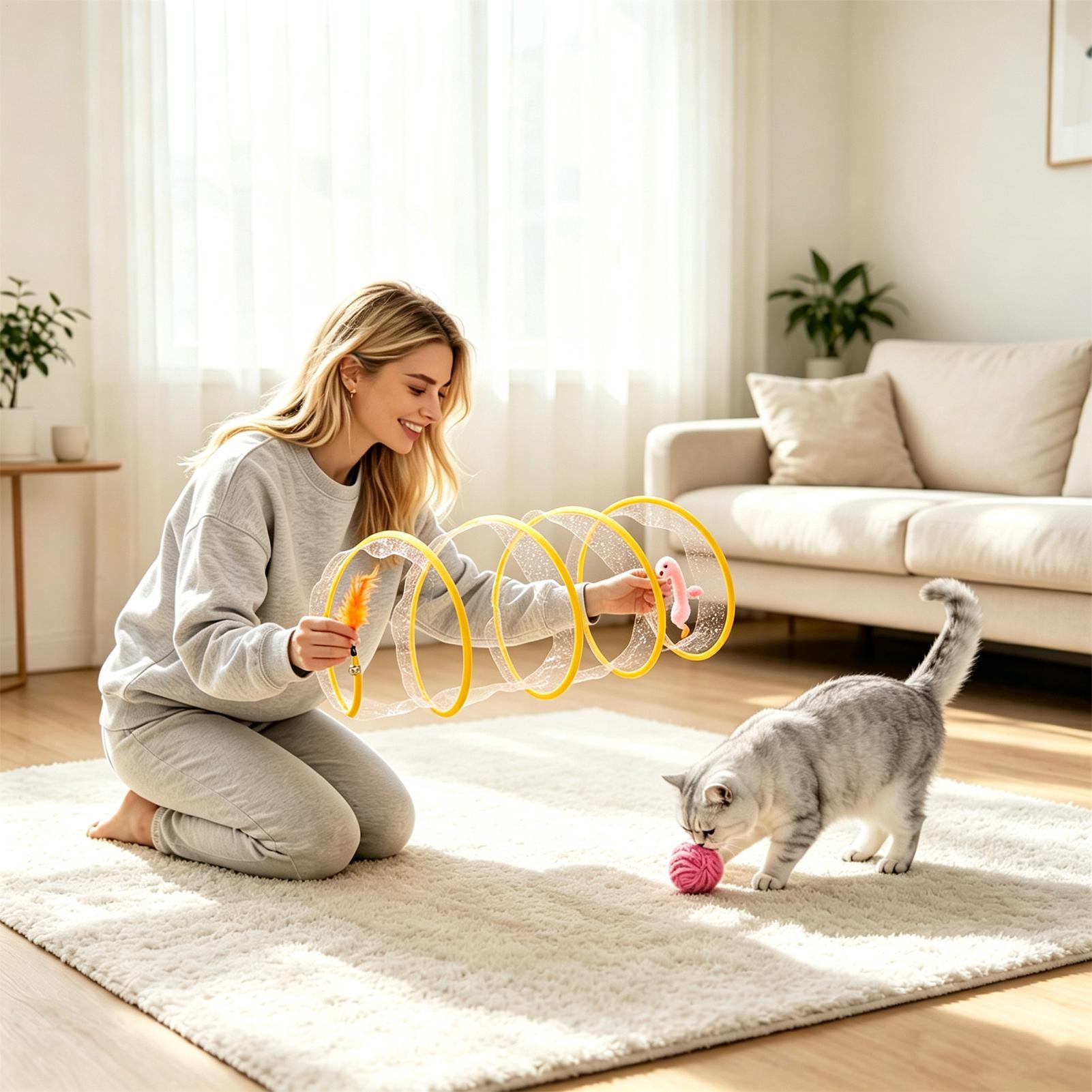 Túnel Espiral para Gatos, Jugu - Interactive Cat Toy reseña y precio